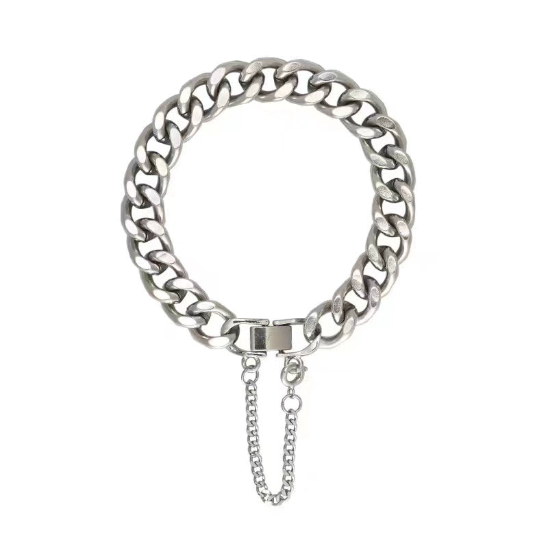 Caimou Cuban Link Chain Bracelet Ins Special-Interest Design Cold Style Men's Trendy Minimalist Women's Fancy Couples Bracelet Cool