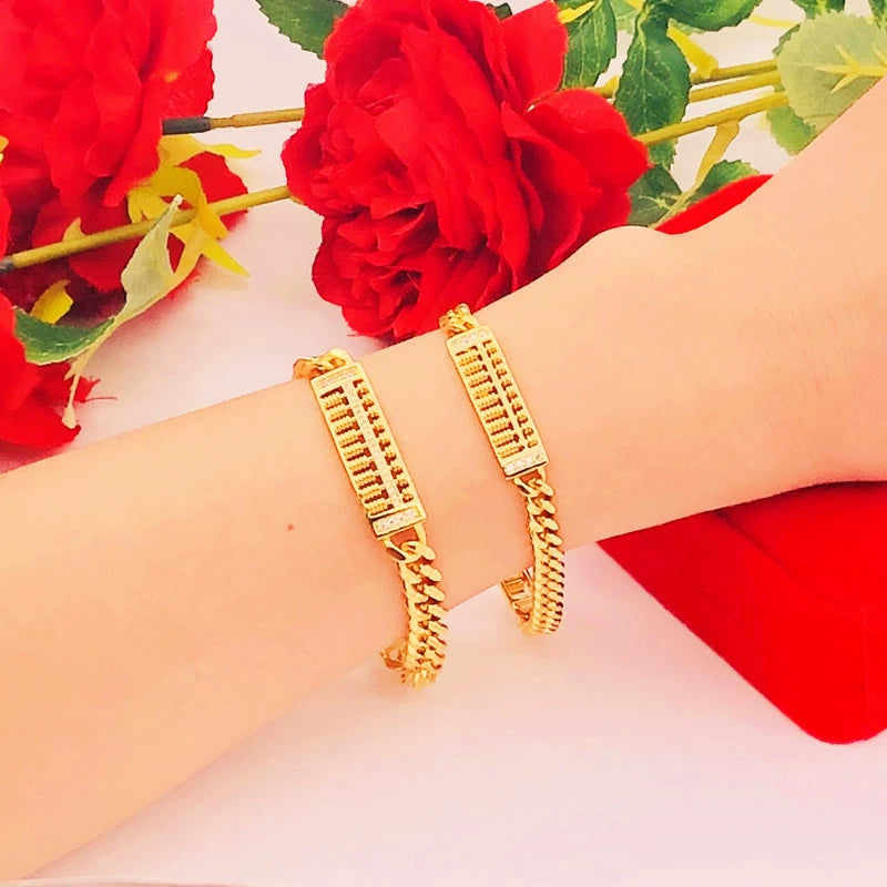Vietnam Placer Gold Artificial Abacus No Color Fading Bracelet