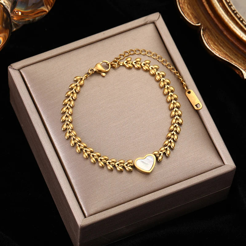 316L Stainless Steel Gold Color Bracelet for Women Simple Style Link Chain Bangle Trendy Fashion Non-fading Jewelry Gift