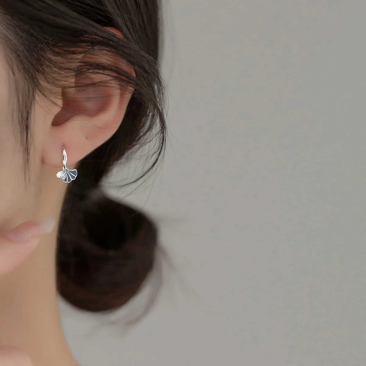 925 Sterling Silver Ginkgo Leaf Stud Earrings For Women Luxury Quality Jewelry Accessories Wholesale 2024 Trend Money 925
