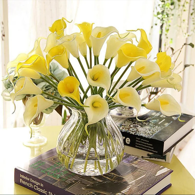 5/10Pcs Real Touch Calla Lily Artificial Flowers White Wedding Bouquet Bridal Shower Party Home Flower Decoration Fake Flower