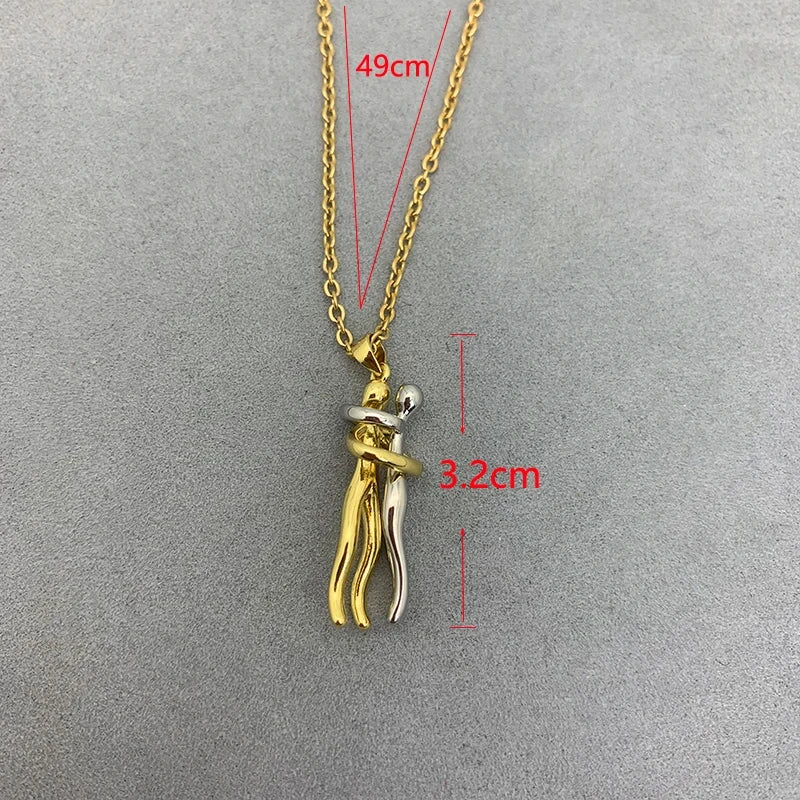 Exquisite Couple Hugging Pendant Necklace For Women Fashion Pendants For Couple Necklace Love Valentine's Day Jewelry