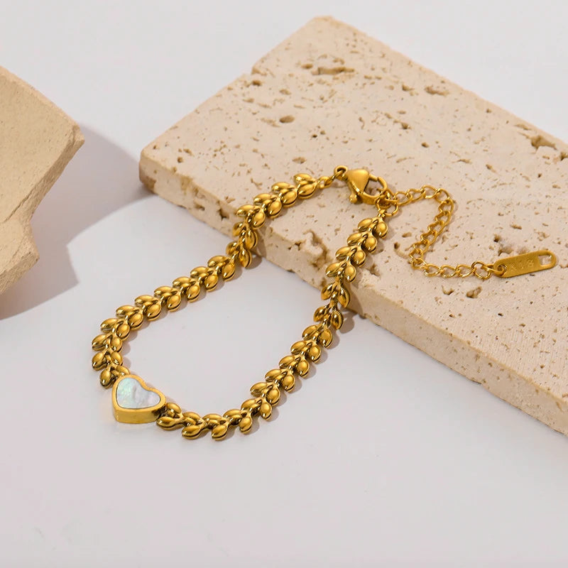 316L Stainless Steel Gold Color Bracelet for Women Simple Style Link Chain Bangle Trendy Fashion Non-fading Jewelry Gift