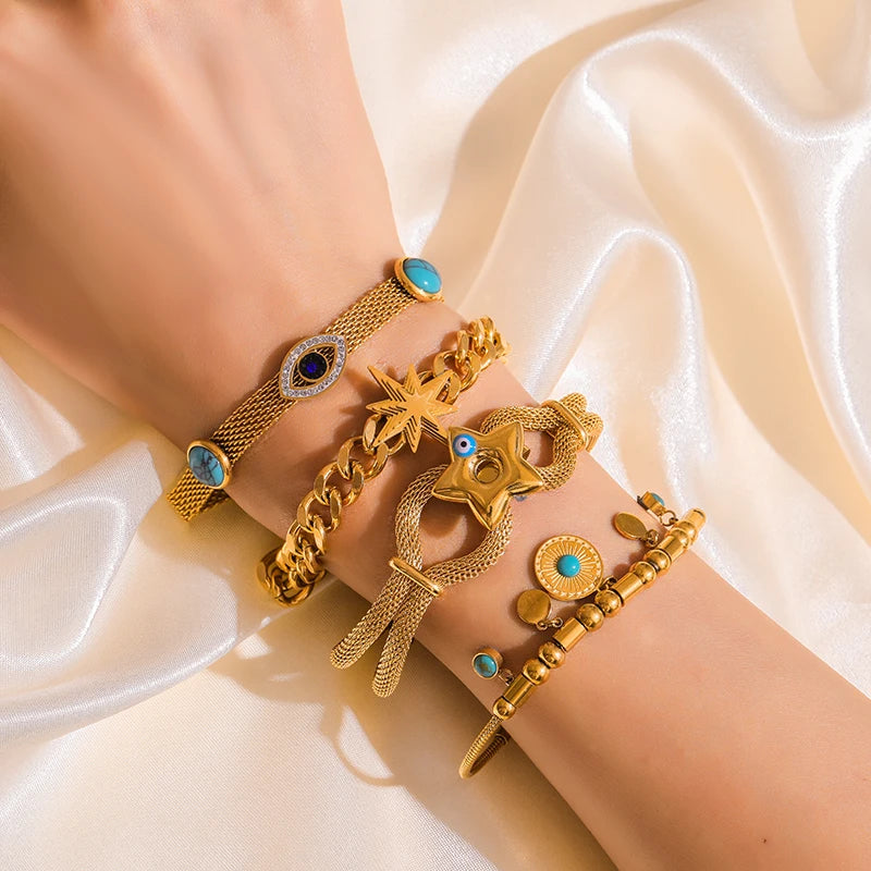 316L Stainless Steel Gold Color Bracelet for Women Simple Style Link Chain Bangle Trendy Fashion Non-fading Jewelry Gift
