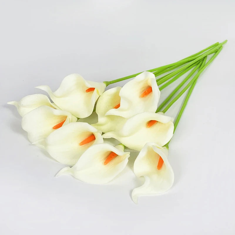 5/10Pcs Real Touch Calla Lily Artificial Flowers White Wedding Bouquet Bridal Shower Party Home Flower Decoration Fake Flower