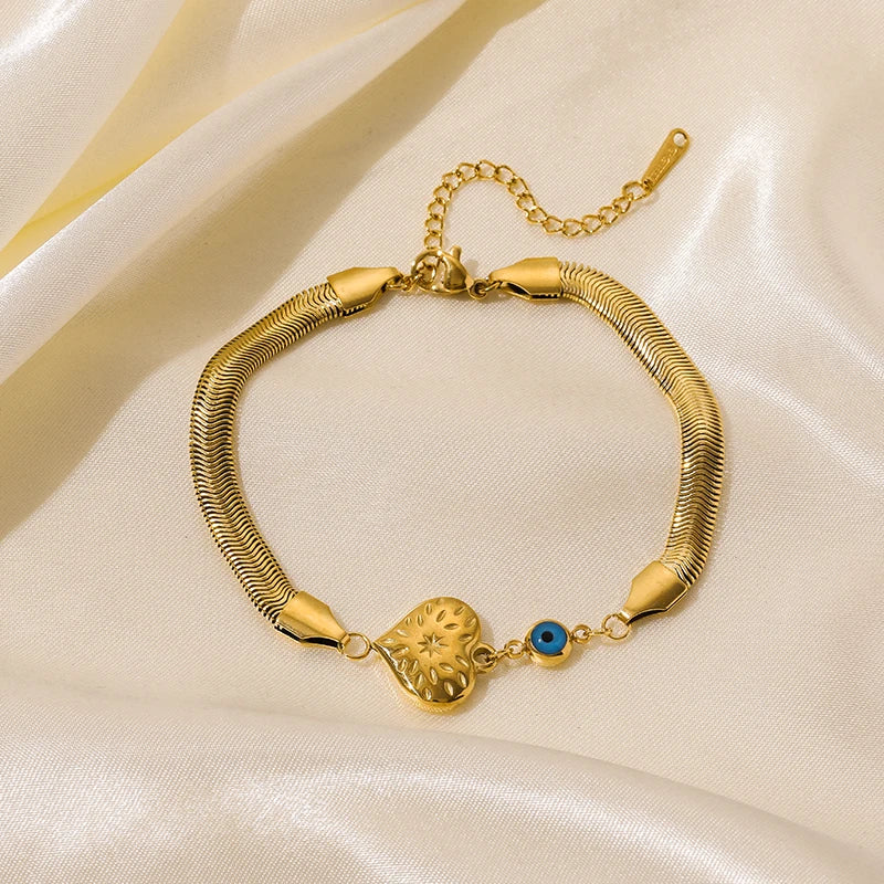 316L Stainless Steel Gold Color Bracelet for Women Simple Style Link Chain Bangle Trendy Fashion Non-fading Jewelry Gift