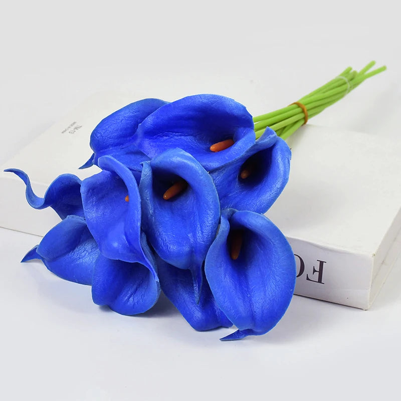 5/10Pcs Real Touch Calla Lily Artificial Flowers White Wedding Bouquet Bridal Shower Party Home Flower Decoration Fake Flower