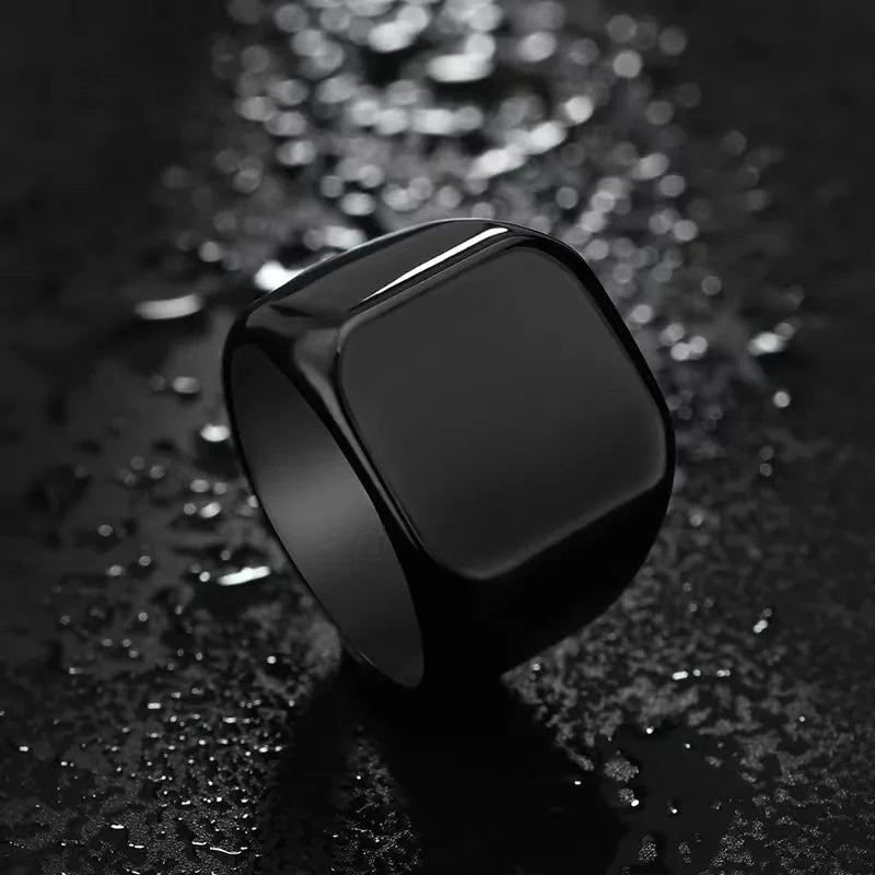 14MM Smooth Men's Gold Rock Punk Stainless Steel Rings Cool Fashion Individuality Signet Ring for Men Party Jewelry Wholesale