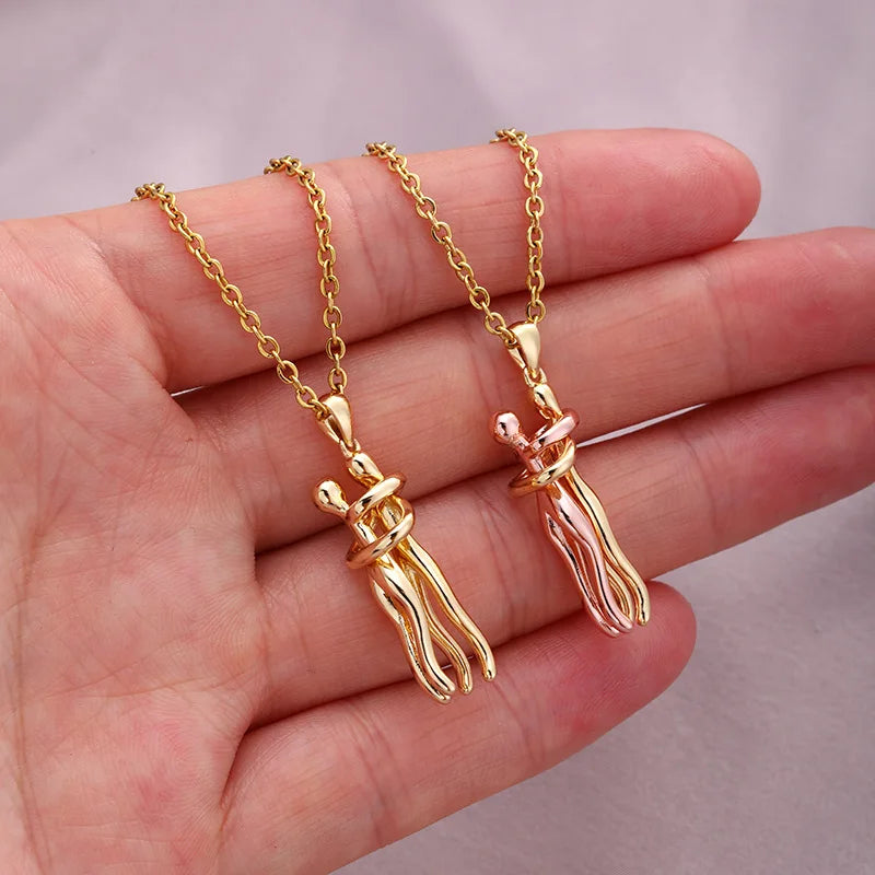 Exquisite Couple Hugging Pendant Necklace For Women Fashion Pendants For Couple Necklace Love Valentine's Day Jewelry