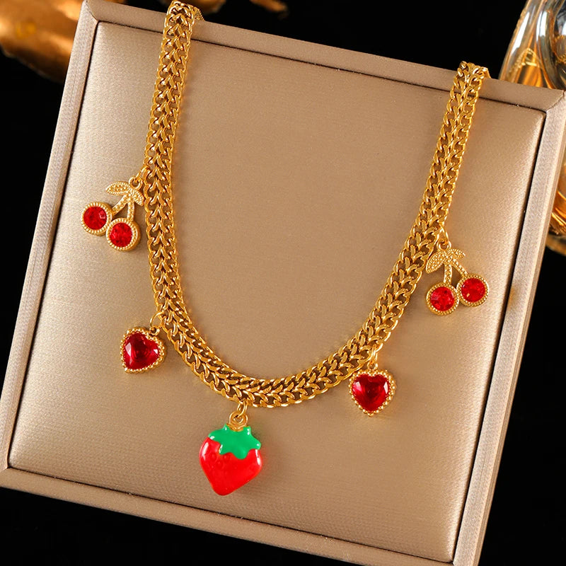 EILIECK 316L Stainless Steel Heart Love Pendant Necklace For Women Fashion 18K Gold Plated Neck Chain Waterproof Jewelry Gift