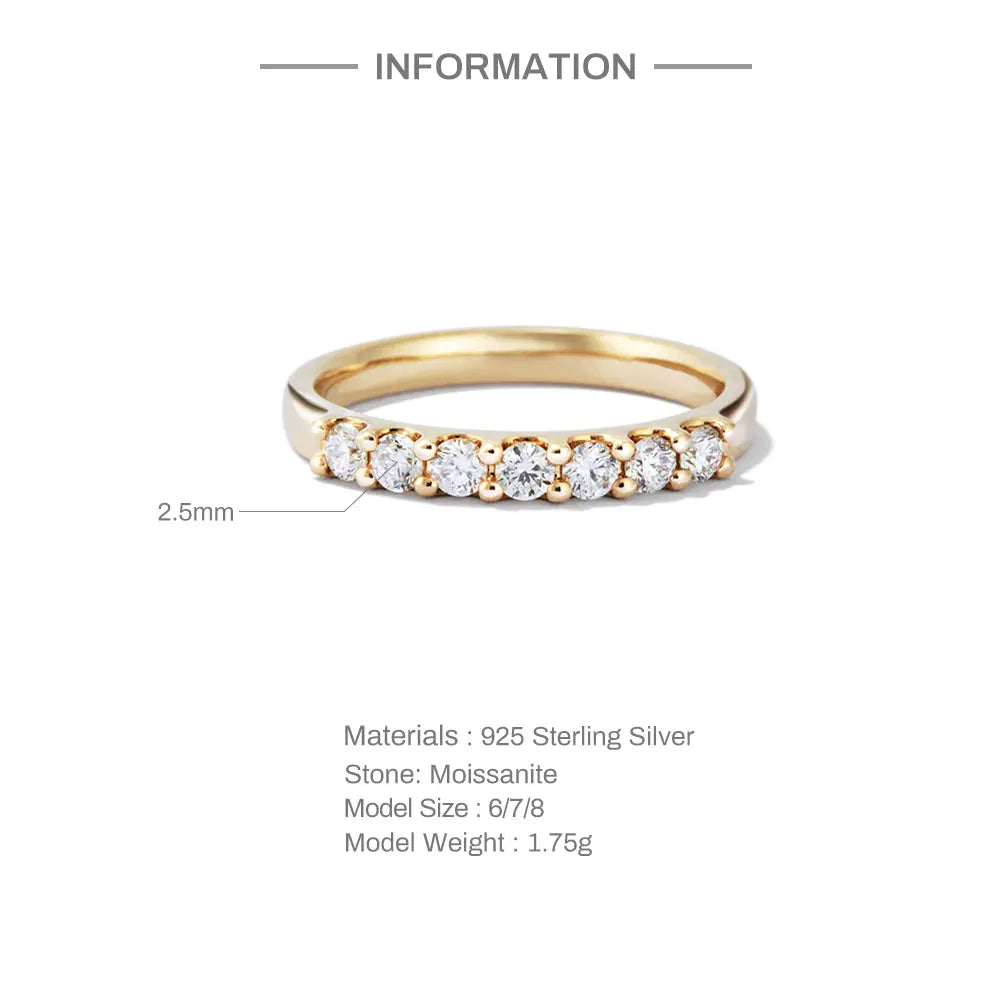 925 sterling silver 2.5mm Moissanite Rings For Women Jewelry Wedding D Color Diamond Engagement Band Moissanite Jewelry
