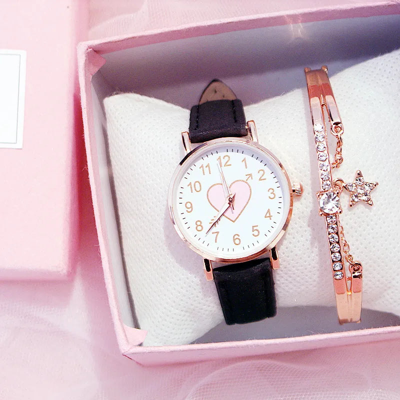 New Cute Heart-shaped Dial Children's Female Watch Female Student Fashion Watch Simple Girl Girlfriend orologio donna
