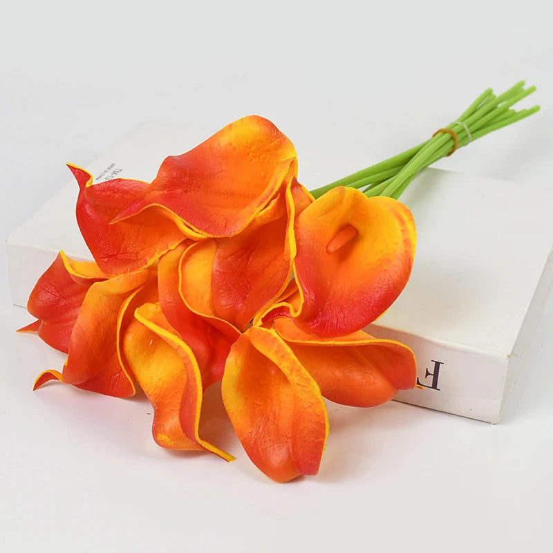 5/10Pcs Real Touch Calla Lily Artificial Flowers White Wedding Bouquet Bridal Shower Party Home Flower Decoration Fake Flower