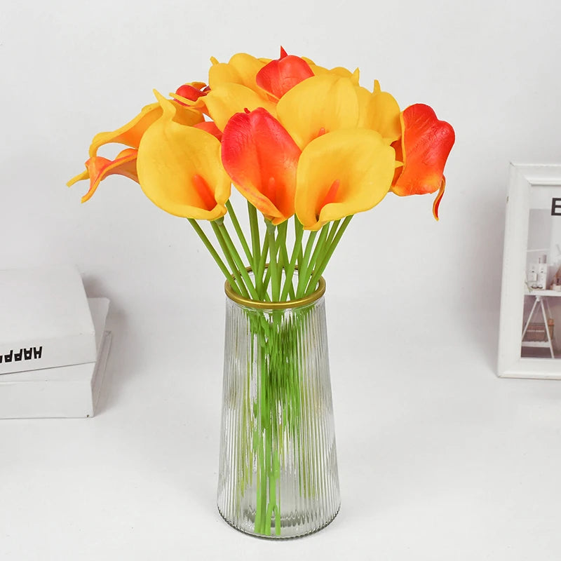 5/10Pcs Real Touch Calla Lily Artificial Flowers White Wedding Bouquet Bridal Shower Party Home Flower Decoration Fake Flower