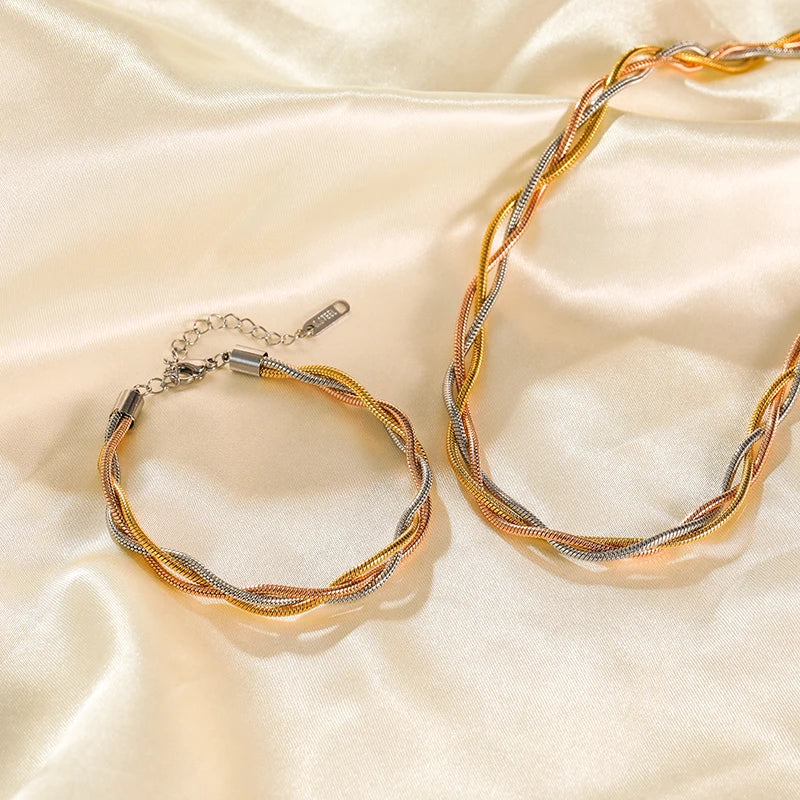 316L Stainless Steel Gold Color Bracelet for Women Simple Style Link Chain Bangle Trendy Fashion Non-fading Jewelry Gift