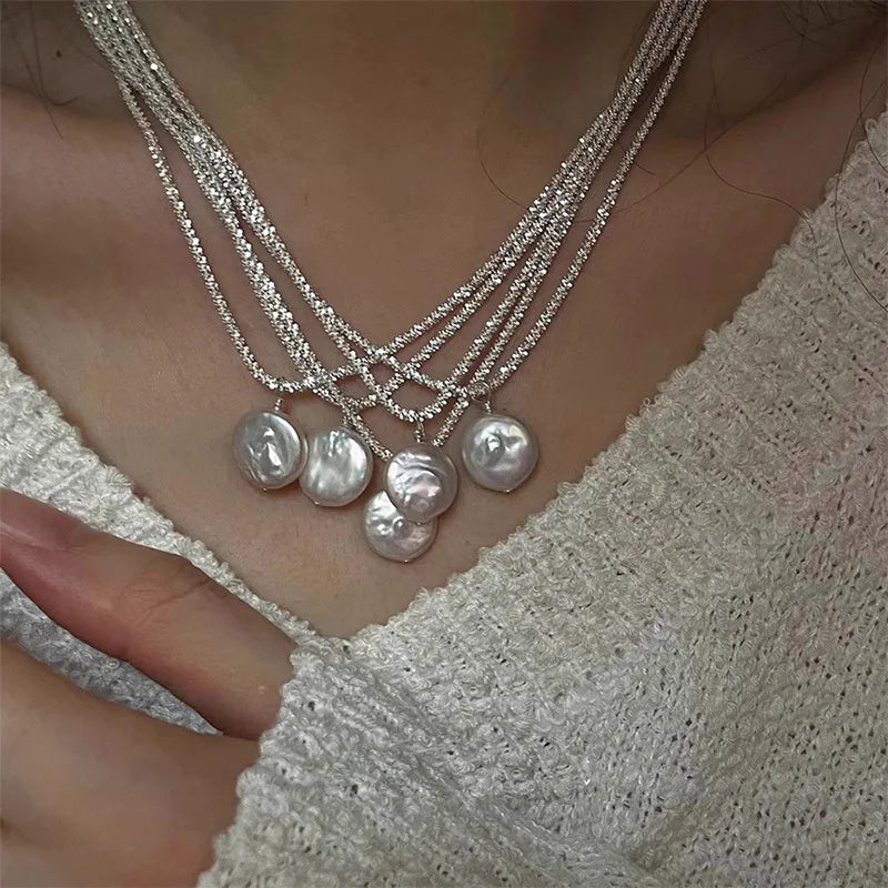100% Natural Baroque Freshwater Pearl 925 Sterling Silver Female Pendant Necklace Jewelry For Women Birthday Gifts