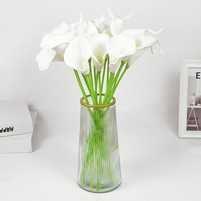 5/10Pcs Real Touch Calla Lily Artificial Flowers White Wedding Bouquet Bridal Shower Party Home Flower Decoration Fake Flower