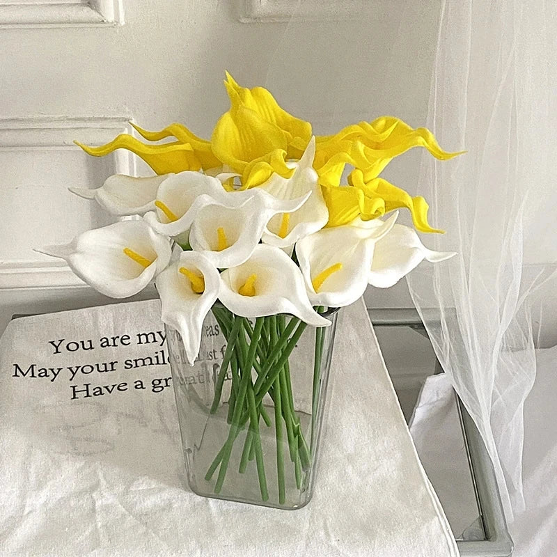 5/10Pcs Real Touch Calla Lily Artificial Flowers White Wedding Bouquet Bridal Shower Party Home Flower Decoration Fake Flower