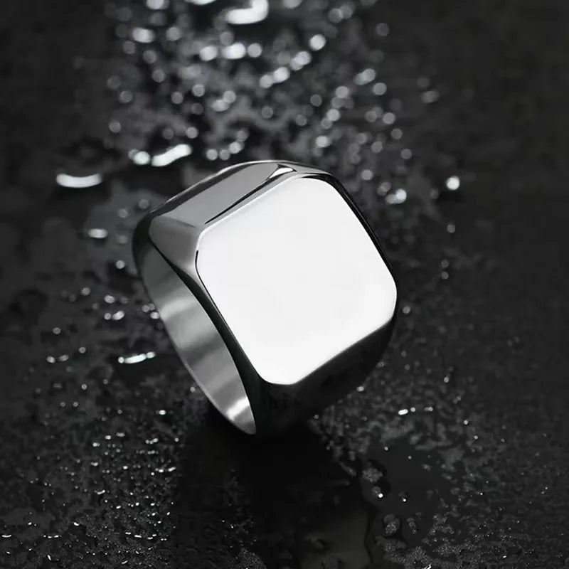 14MM Smooth Men's Gold Rock Punk Stainless Steel Rings Cool Fashion Individuality Signet Ring for Men Party Jewelry Wholesale