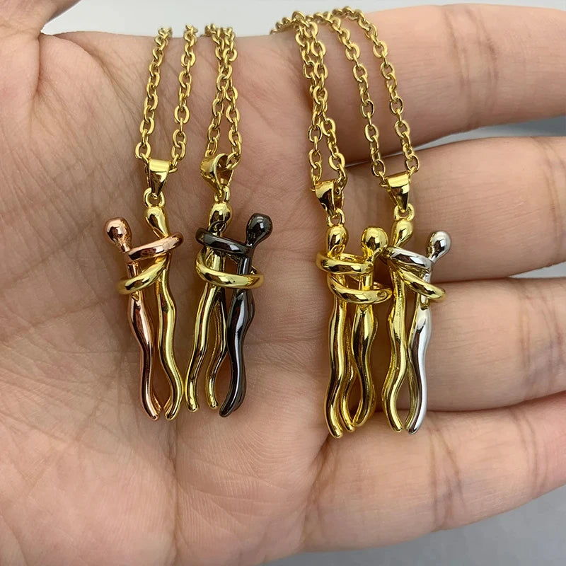 Exquisite Couple Hugging Pendant Necklace For Women Fashion Pendants For Couple Necklace Love Valentine's Day Jewelry
