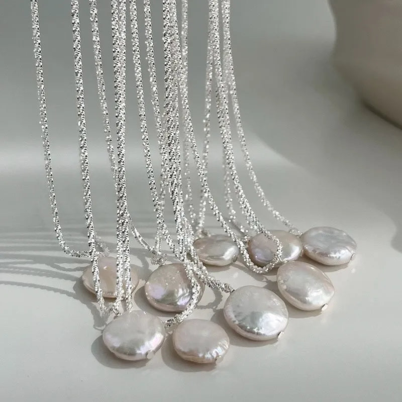 100% Natural Baroque Freshwater Pearl 925 Sterling Silver Female Pendant Necklace Jewelry For Women Birthday Gifts