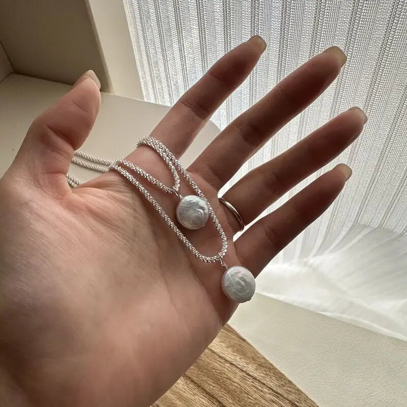 100% Natural Baroque Freshwater Pearl 925 Sterling Silver Female Pendant Necklace Jewelry For Women Birthday Gifts