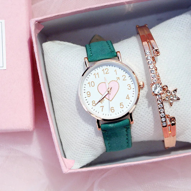 New Cute Heart-shaped Dial Children's Female Watch Female Student Fashion Watch Simple Girl Girlfriend orologio donna