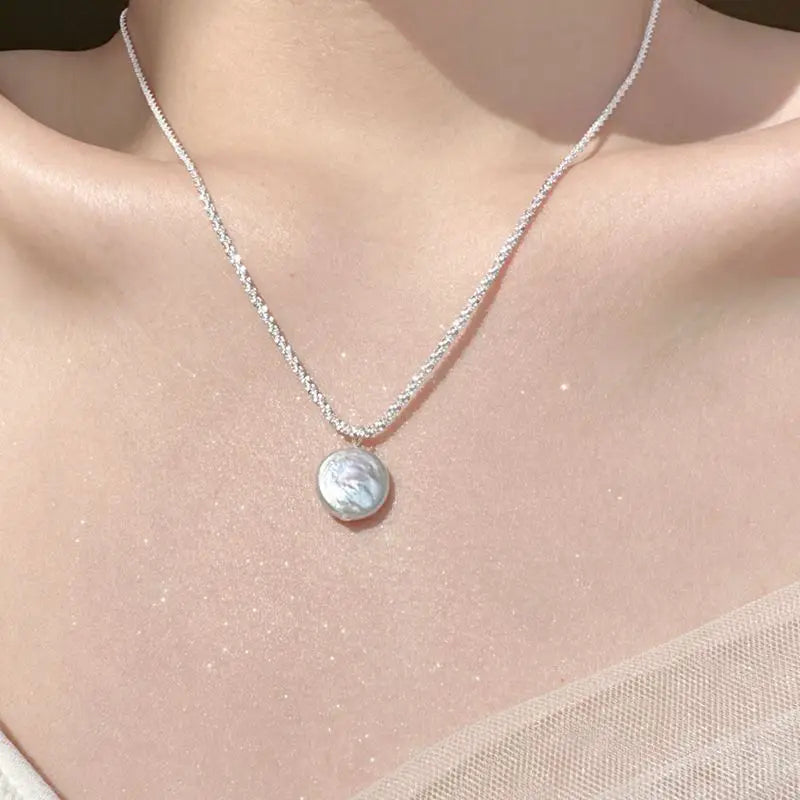 100% Natural Baroque Freshwater Pearl 925 Sterling Silver Female Pendant Necklace Jewelry For Women Birthday Gifts