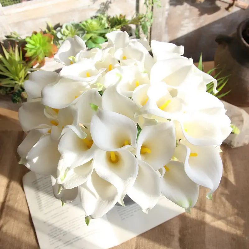 5/10Pcs Real Touch Calla Lily Artificial Flowers White Wedding Bouquet Bridal Shower Party Home Flower Decoration Fake Flower