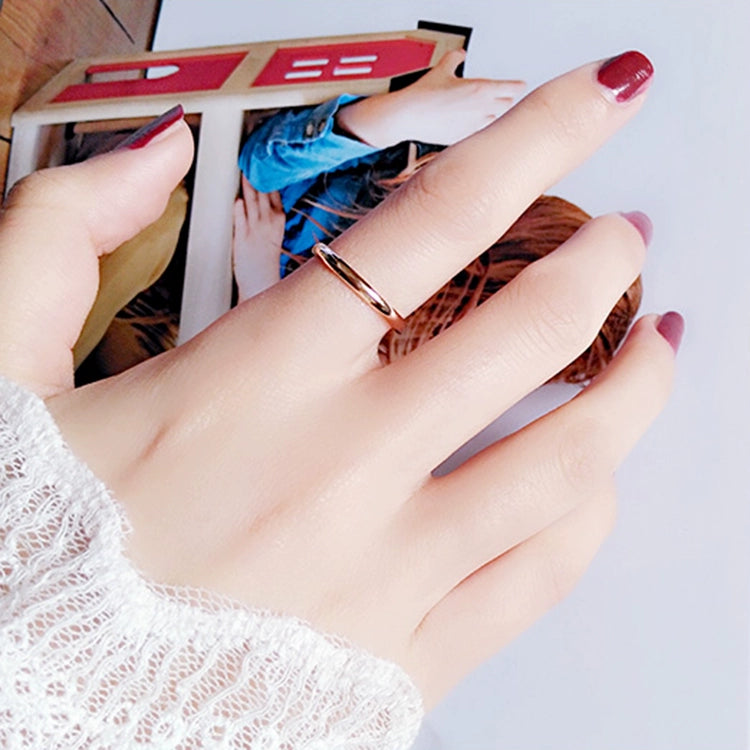 Fashion Rose Gold Titanium Steel Ring Women Colorfast Men's Personality Single 18K Plain Ring Couples Internet Popular Index finger Pinky Finger Ring