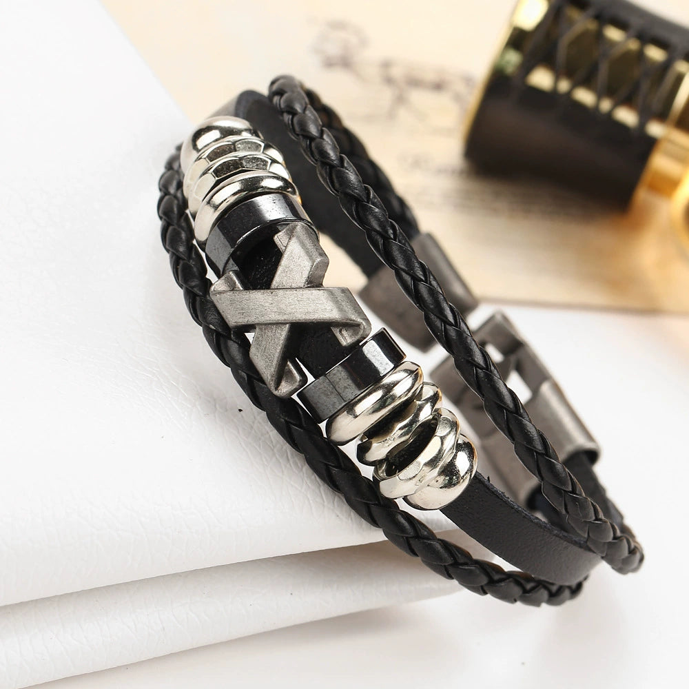 Couples Hand-Linked Bracelet Men Boat Anchor Standard Leather Rope Retro Men's Bracelet Bracelet