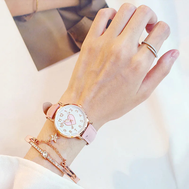 New Cute Heart-shaped Dial Children's Female Watch Female Student Fashion Watch Simple Girl Girlfriend orologio donna
